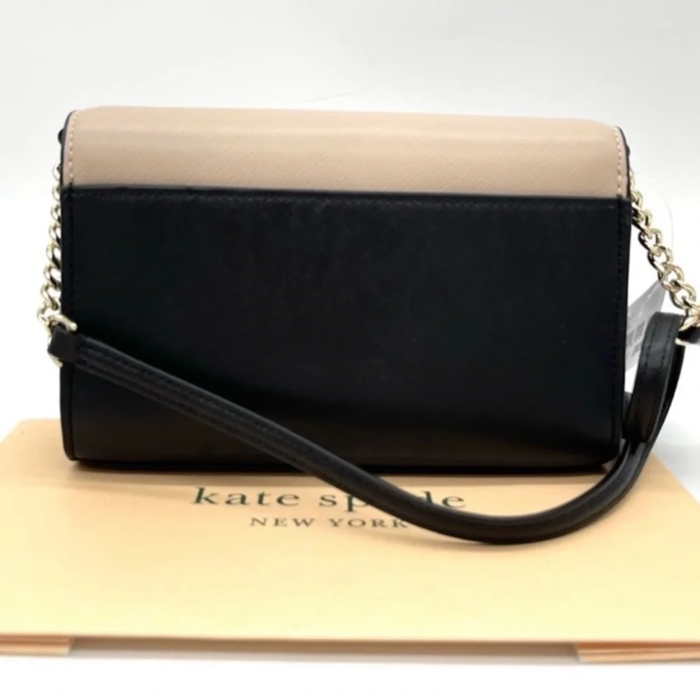 Kate Spade Staci Small Flap Crossbody Bag Tan/Black - Picture 6 of 9